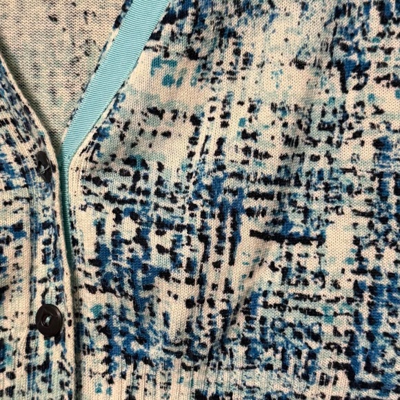 Zozo Women's Blue and White Cardigan Sweater - Picture 2 of 4